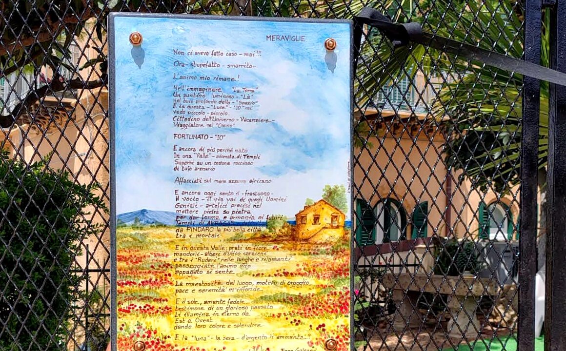 A “Villa Rosalia” Enzo Galvano dona  una poesia per la Valle dei Templi
