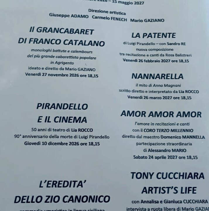 RITORNA IL “TEATRO DA CAMERA” al Circolo Empedocleo